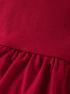 Baby Girl Red Polo Dress Set, Short-Sleeve "MINI" Letter Print Ruffled Dress with Bodysuit, Toddler Casual Outfit