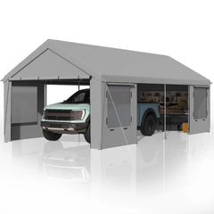 Heavy Duty Carport,Roll-Up Windows,Removable Sidewalls,Portable Garage & Car Canopy,12'x24', Custom