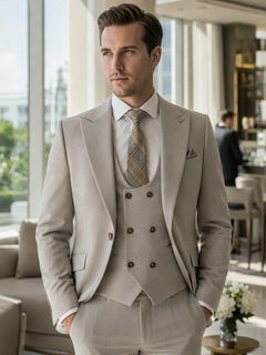 Turkish Style High Quality Men Suits 3 Piece Set Elegant Slim Fit Formal Office and Leisure Banquet Groomsman Set Groom's Suit