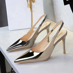 BIGTREE 2026 New Design Fashion Patent Leather  Pointed Toe Hollow Pumps Woman Thin Heels Ladies Party Shoes Zapatillas De Mujer