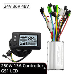 E-bike Brushless Motor Controller 24V 36V 48V 250W 350W with G51 LCD Display Kit Universal for Electric Folding Bike Scooter