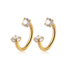 2pcs Stainless Steel Crystal CZ Tragus Piercing Helix Studs Earrings