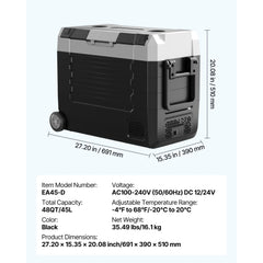 SucceBuy 35L 45L 55L Car Refrigerator Compressor Electric Cooler, -4°F to 68°F Truck Refrigerator with APP Control Wheels & Dual