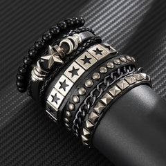 4pcs/set Gothic Punk Rock Square Rivet Bracelet Daily and Party Gothic