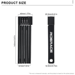 RIDERACE Foldable Bicycle Password Lock Portable Anti-Theft MTB Mountain Bike Scooter Electric E-Bike Road Cycling Folding Locks