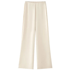 HXAO Satin Pant Sets Women's Two Pieces Set Strapless Off Shoulder Tube Vest 2 Piece Sets Woman Outfit High Waist Trousers Sets