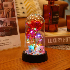 LED Valentine Day Gift For Girlfriend Eternal Rose Light 24K Gold Foil Flower In Glass Cover Mothers Day Wedding Bridesmaid Gift