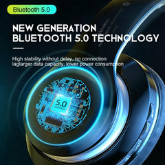 Wireless Bluetooth 5.0 HiFi Over-Ear Headphones | Foldable | Low Latency | Sports Office Gaming | White Black Gray Red