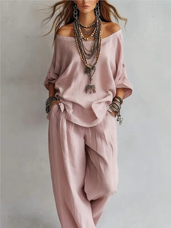 2026fashion V Neck 7 Button Sleeve Women Top Set 2 Pieces Spring