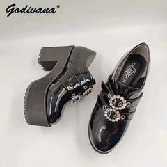 RGD4 Japanese Mine Series Round Drill Buckle JK Patent Leather Shoes Student Mass-Produced Platform High Heels Uniform Wom DP[7/