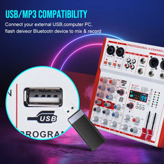 NXG MW Series 4/6CH Audio Mixer, 99 DSP Effects, Bluetooth 5.0, USB Audio Interface, for Live Stream, Karaoke, Recording & Podcast, Factory Direct | Clearance Sale