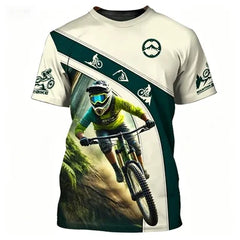 Outdoor Mountain Bike Sport Theme Printed Short-sleeve T-shirt Breathable Casual Sport Top for Cycling Enthusiasts