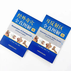 Chinese Medicine Acupoint Reference Book Set Extra Meridian Points & Ear Reflex Zones Illustrations Bilingual Chinese English