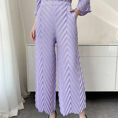 Spring New Women Handmade Pleated Pants Set Comfortable Casual Seven