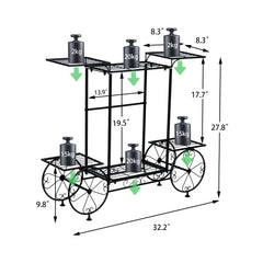 Garden Cart Stand Flower Pot Holder Display Rack Home Plant Stand - Multi-Functional Garden Storage Organizer