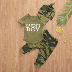 0-24months Baby 3pcs Outfits Short Sleeve Romper Tops Long Pants Hat/Headband Outfit For Infant Boys And Girls Camouflage Set