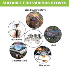 8pcs/set Camping Cookware Mess Kit Stainless Steel Cooking Pot and Pan