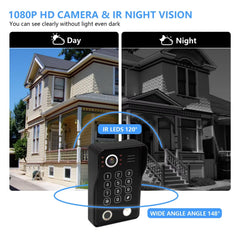 ANJIELO Tuya Smart Fingerprint 5-in-1 Unlocking Home Video Doorbell Video Intercom System 1080P Touch Monitor Security Protectio