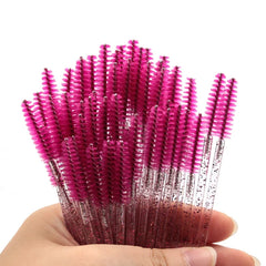 New 5/25/50Pcs Wholesale Crystal Eyelashes Brush Applicator Eyelash Brushes Plastic Mascara Wand Lashes Extension Makeup Beauty