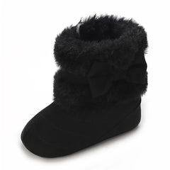 0-18M baby shoes Girls winter plush comfort snow boots cute bow cotton shoes baby soft soled non-slip toddler shoes