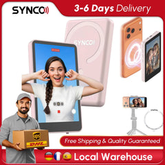 【US STOCK】 SYNCO XView M4 4 Inch Magnetic Vlog Selfie Monitor Screen P2P Wireless Connection Bluetooth Remote Control No WiFi Needed Portable Rear Camera Viewfinder Compatible with iPhone Smartphone Ideal for Outdoor Vlog