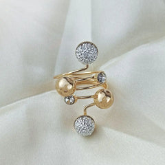 Exaggerated Luxury Vintage Geometric Rhinestone Opening Ring Knuckle Finger Antique Rings for Women Punk Statement Jewelry Gift