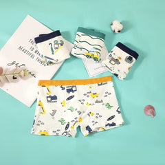 4PCS Children Panties Boy Cotton Boxer Breathable Kid Soft Comfortable Elastic Underpants Multipack Cute Cartoon Print Underwear
