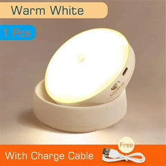 Night Lamp With Motion Sensor Rechargeable Wireless LED Night Light, 360 Rotating Magnetic Light For Room Bedside Table