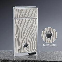 Jobon Upgraded Luxury Press Ignition Gas Lighter - Zinc Alloy Windproof Lighter Blue Jet Flame Cigar Lighter Men's Gift