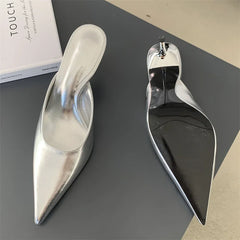 Luxury Designer Women's Shoes New Exquisite Pointed Tip High Heeled Slippers for Woman Fashion Baotou Casual Shoes Zapatos Mujer