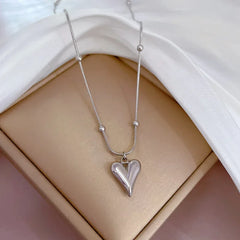 Trendy Heart Stainless Steel Zirconia Necklaces For Women Girls Love Gold Color Metal Necklace Party Birthday Daily Jewelry
