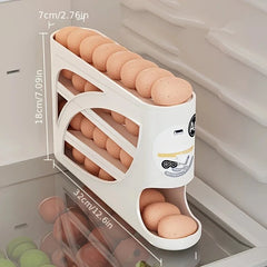 3-Tier Rolling Egg Storage Container for Refrigerator Holds 24 Eggs