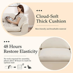 110" Modular Sectional Sofa with Ottoman, Deep Seat Fluffy Chenille L-Shape Couch for Living Room, Beige, Customized