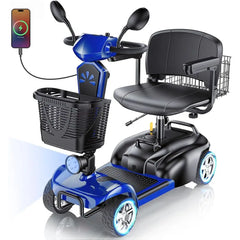 4-Wheel Electric Scooter with Dual Baskets, 350W Motor, Rotating Seat, USB Port,300Lbs, Customized