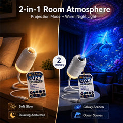 2027 Upgraded Hd Smart Dynamic 5d Holographic Night Light Projector, Plug and Play Hd Star Projector, 360° Adjustable Hd Galaxy