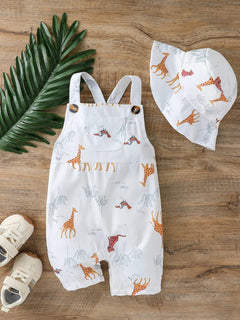 2pcs Baby Boys Summer Sleeveles Jumpsuit Cartoon Animal for 1-3y