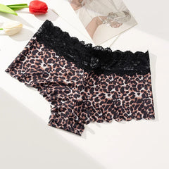 BZEL Fashion Women's Panties Lace Sexy Leopard Hollow Lingerie Charming Underwear Breathable Boxers Woman Boyshorts Underpants