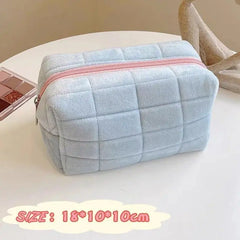 Solid Furry Large Cosmetic Storage Bag Zipper Makeup Organizer Multi‑Purpose Travel Toiletry Pouch Women Handbag Stationery Pencil Case Daily Gift Supply