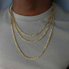 Alizero 18K Gold 4MM Figaro Chain Necklace Fashion Hip Hop Punk
