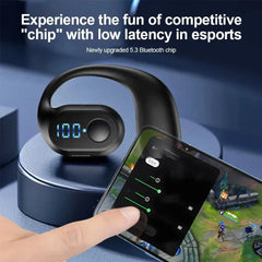 Bluetooth 5.3 Headphone Ear Hook Wireless Earphone LED Display HD Calling Mic Surround Sound Earbud HiFi Stereo Gaming Headset