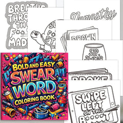 32 Pages Bold And Easy Swear Word Graffiti Coloring Book For Adults Stress Relief Anti-Anxiety Art Therapy Gift