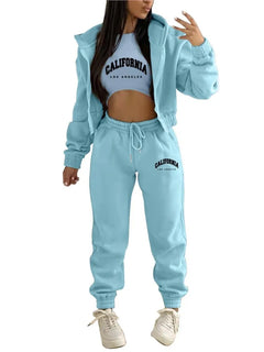 Autumn and Winter New Fleece Hoodie Letter Print Hooded Women's Suit
