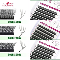 FADVAN 3D/4D/5D W Shaped Double Tips Eyelashes Extensions Natural Softlight Volume Fanning Lashes 0.07 Curl C D Black Eyelashes
