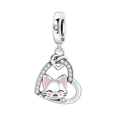 Hot Sale 925 Sterling Silver Dog Cat Cute Pet Animals Pendant Birthday Party Gift for Women Bangle Bracelet Necklace DIY Jewelry