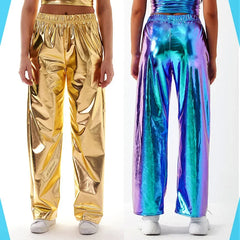 Red Women's Fashion Aurora Laser Gradual Change High Waist Straight Pants, Blue Thin Female Stretch Trousers, 2025 New