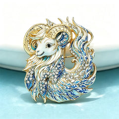 Wuli&baby Blue-and -White Porcelain Collection Animal Brooches For Women Unisex Goat Cat Butterfly Birds Party Office Brooch Pin