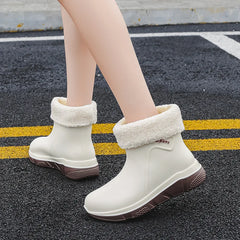 Fashion Mid-calf Rain Boots For Women Outdoor Waterproof Rubber Shoes Comfy Soft Sole Boots Lady New Anti-slip Rain Shoes