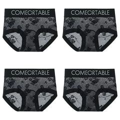 4PCS Women Seamless Panties Transparent Briefs Plus Size Lace Antibacterial Panties