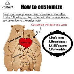 Bear Home Wooden Puzzle Personalized Custom Decor Heart Warmer