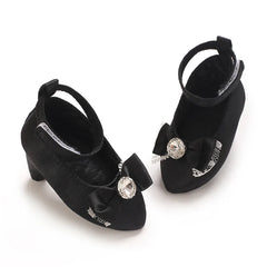 Newborn Infant Baby Fashion Girls High Heels Shoes 0-5Months Princess Bow Party Crib Shoes Photo Props Shoes